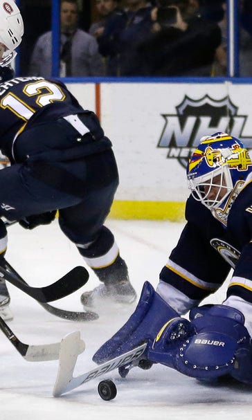 Elliott has 46 saves in Blues' 4-3 OT win on Goalie Heritage Night